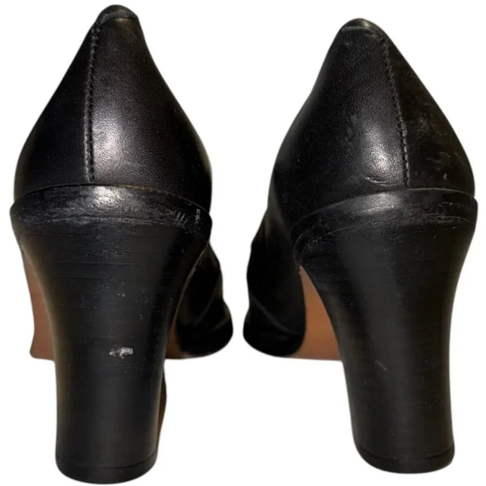 Vintage GUESS Y2K 90s High Heel Chunky Loafer Pumps 10 Leather Preppy Corp Core